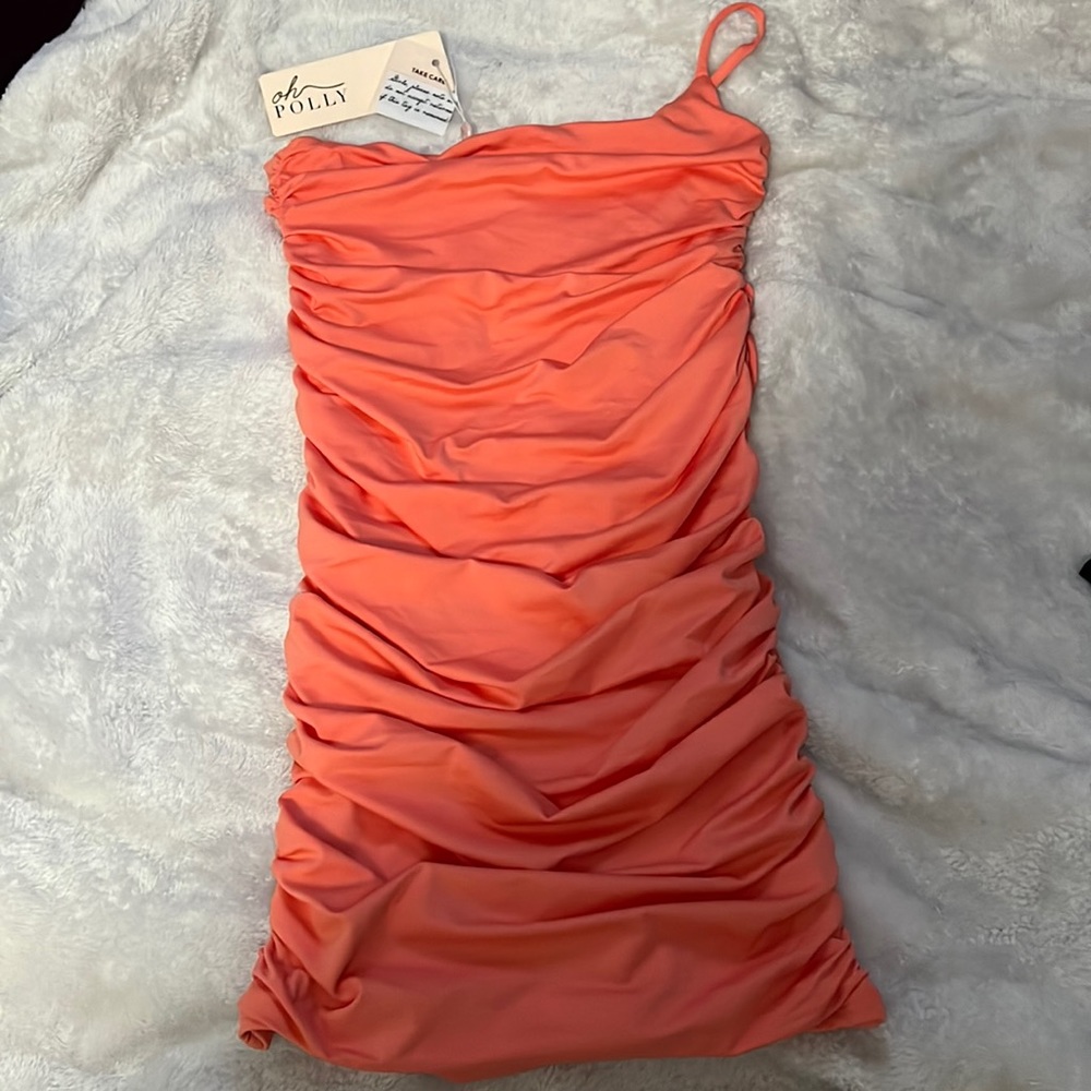 Oh Polly Ruched Mini One Shoulder Dress BRAND NEW